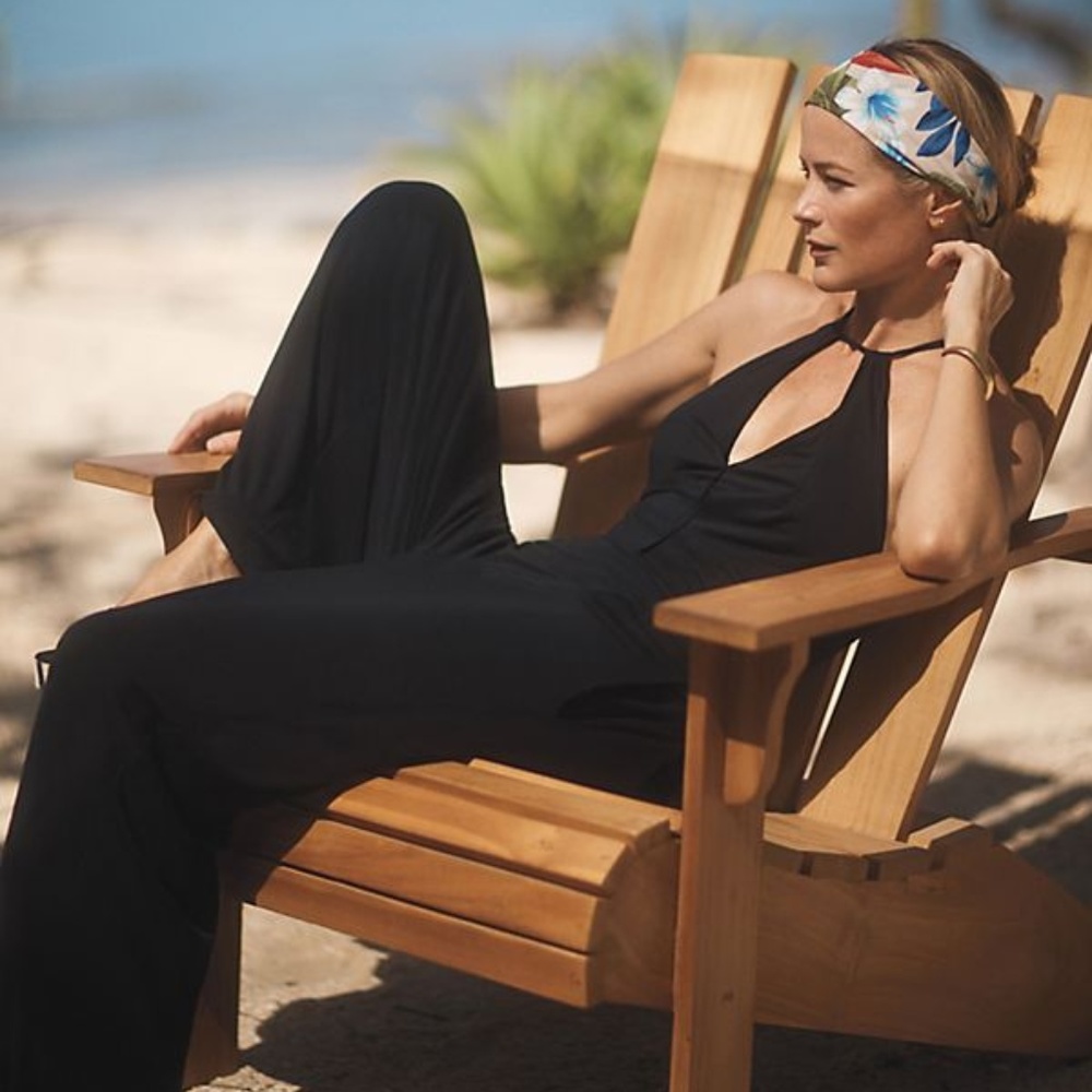 Anthropologie Black Halter Keyhole Jumpsuit